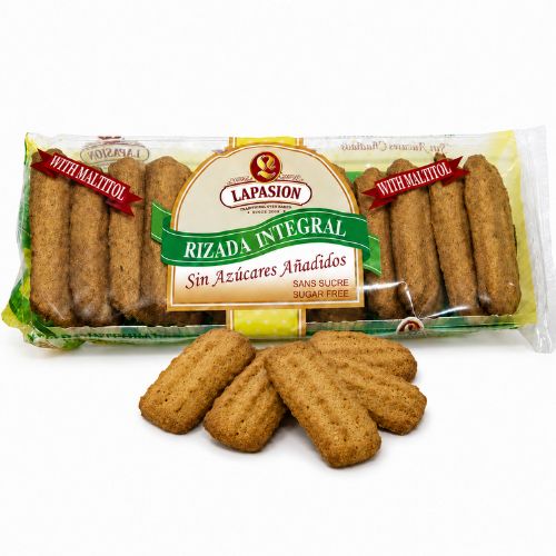 Rizada Integral con Edulcorante | Galletas Integrales Rizadas | 180 g x 12 paquetes