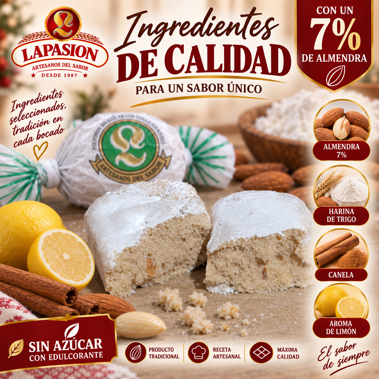 Polvorón de Almendra Sin Azúcar - Imagen 5