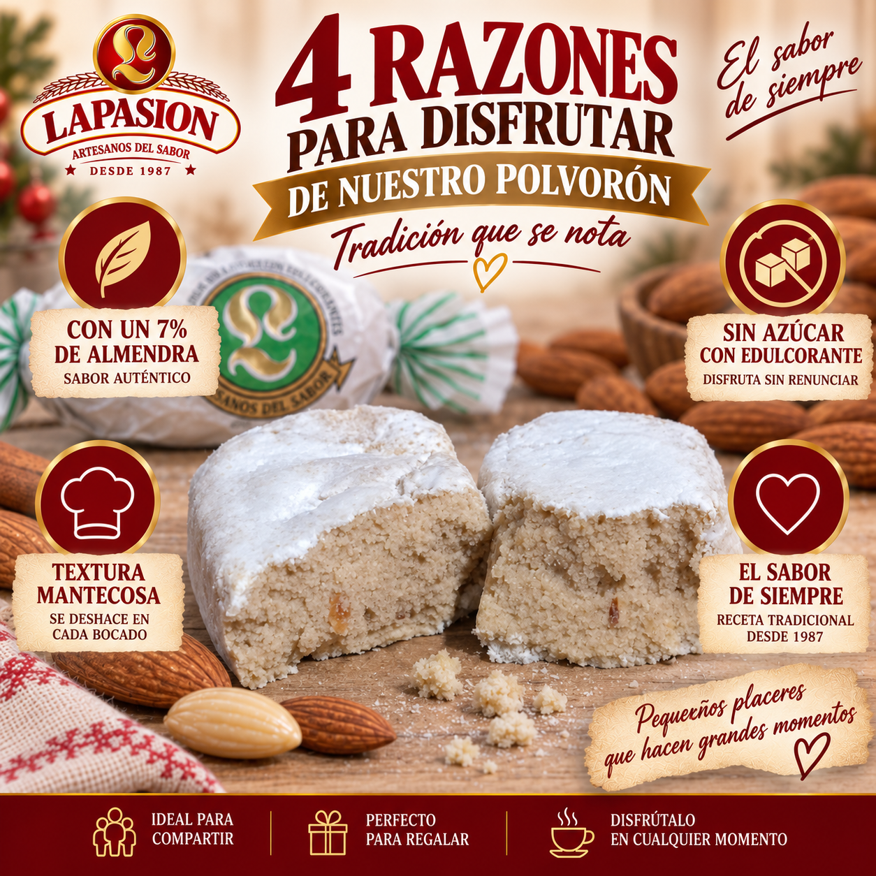 Polvorón de Almendra Sin Azúcar - Imagen 6