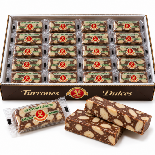 Portions de nougat au chocolat et aux amandes : qualité suprême : sans sucre ajouté