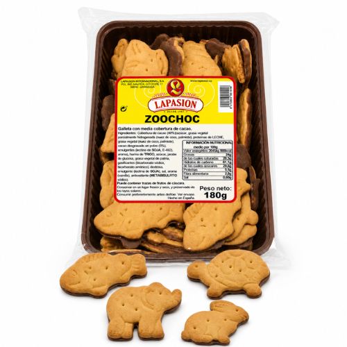 Galletas Zoochoc · Galletas con Media Cobertura de Cacao | 180 g x 12 paquetes