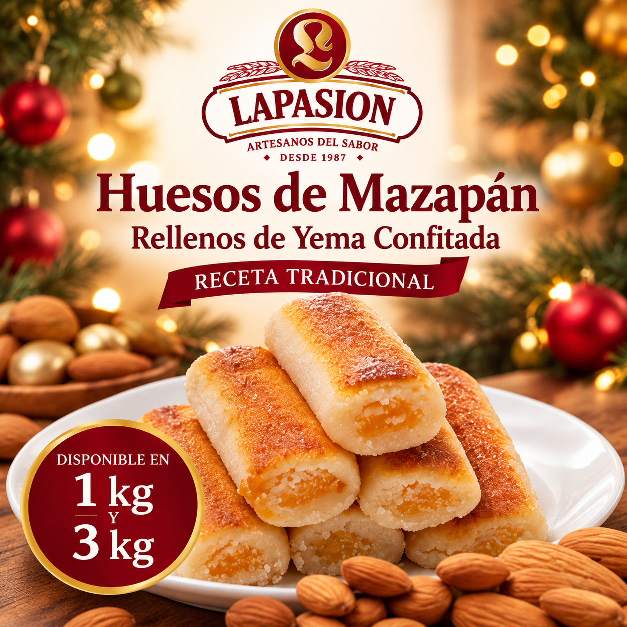 Huesos de Mazapán Suprema Rellenos de Yema Confitada - Imagen 2