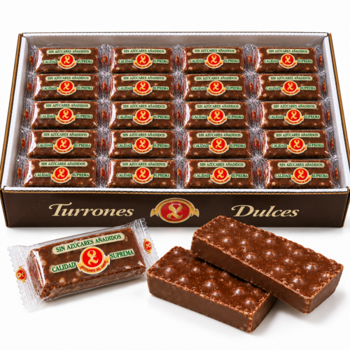 Porciones de Turrón de  Chocolate Crujiente Sin Azúcares Añadidos