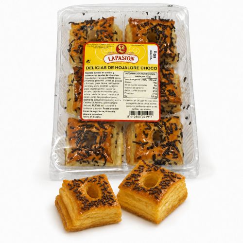 Delicias de Hojaldre Decoradas con Chocolate 6 unid | 180 g X 12 paquetes