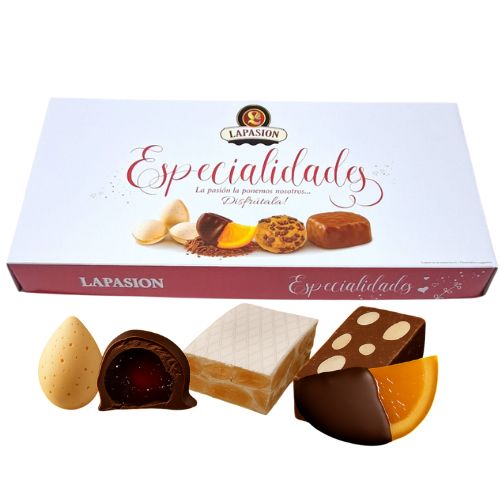 Caja de Especialidades Navideñas LaPasion | 1 kg de Delicias Artesanas Calidad Suprema | Almendras rellenas, Frutas de Aragón, Turrón duro, Turrón chocolate con Almendras y Leticias.