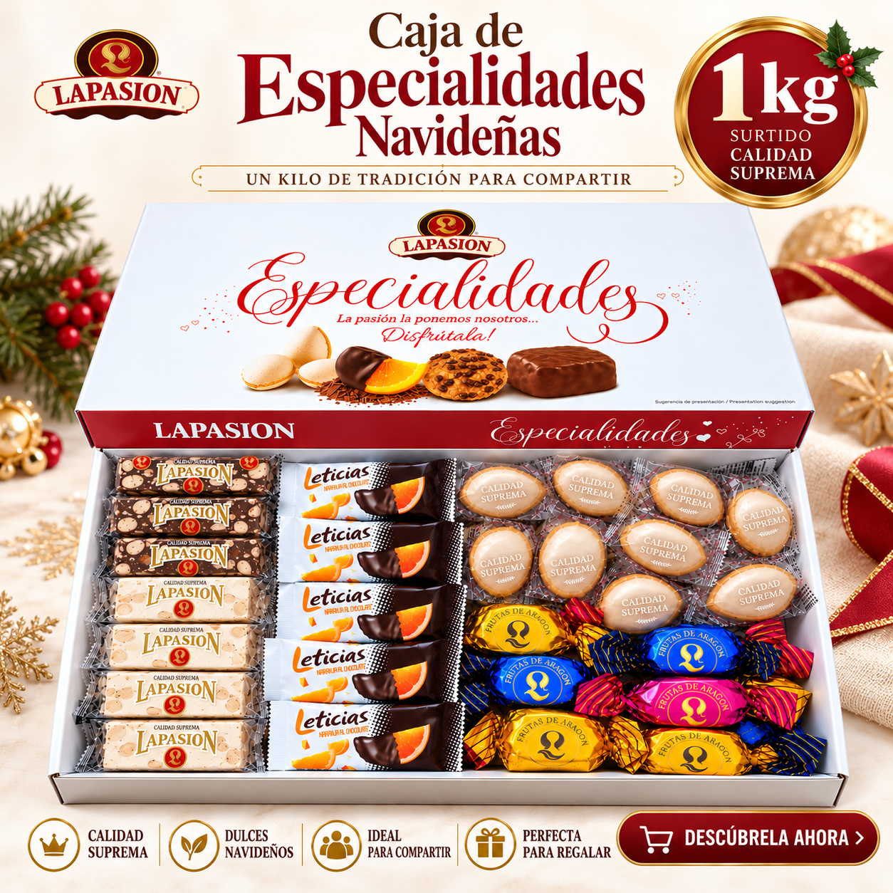 Caja de Especialidades Navideñas LaPasion – Surtido Gourmet 1 kg - Imagen 3