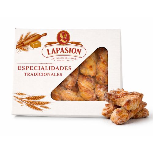 Rizos Jugosos Azúcar | Lazos de Hojaldre con Azúcar | 550g | 12 ud aprox.