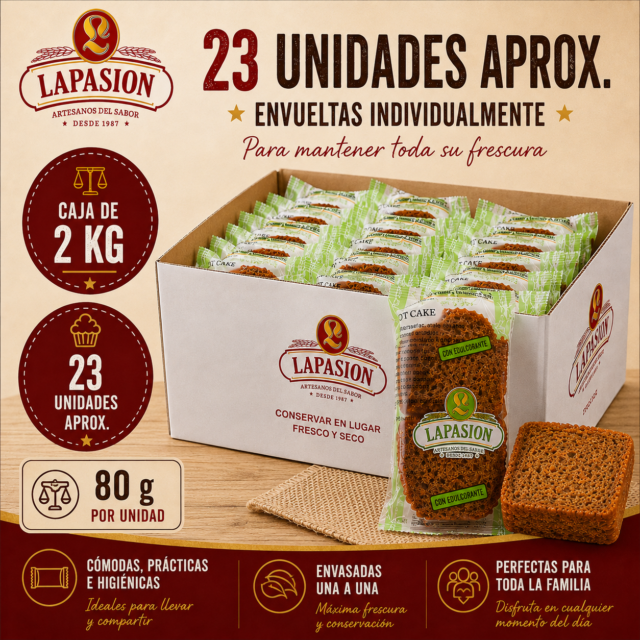 Cake de Zanahoria LaPasion 80 g – Sin Azúcares Añadidos | 2 kg | 23 ud arpox. - Imagen 3