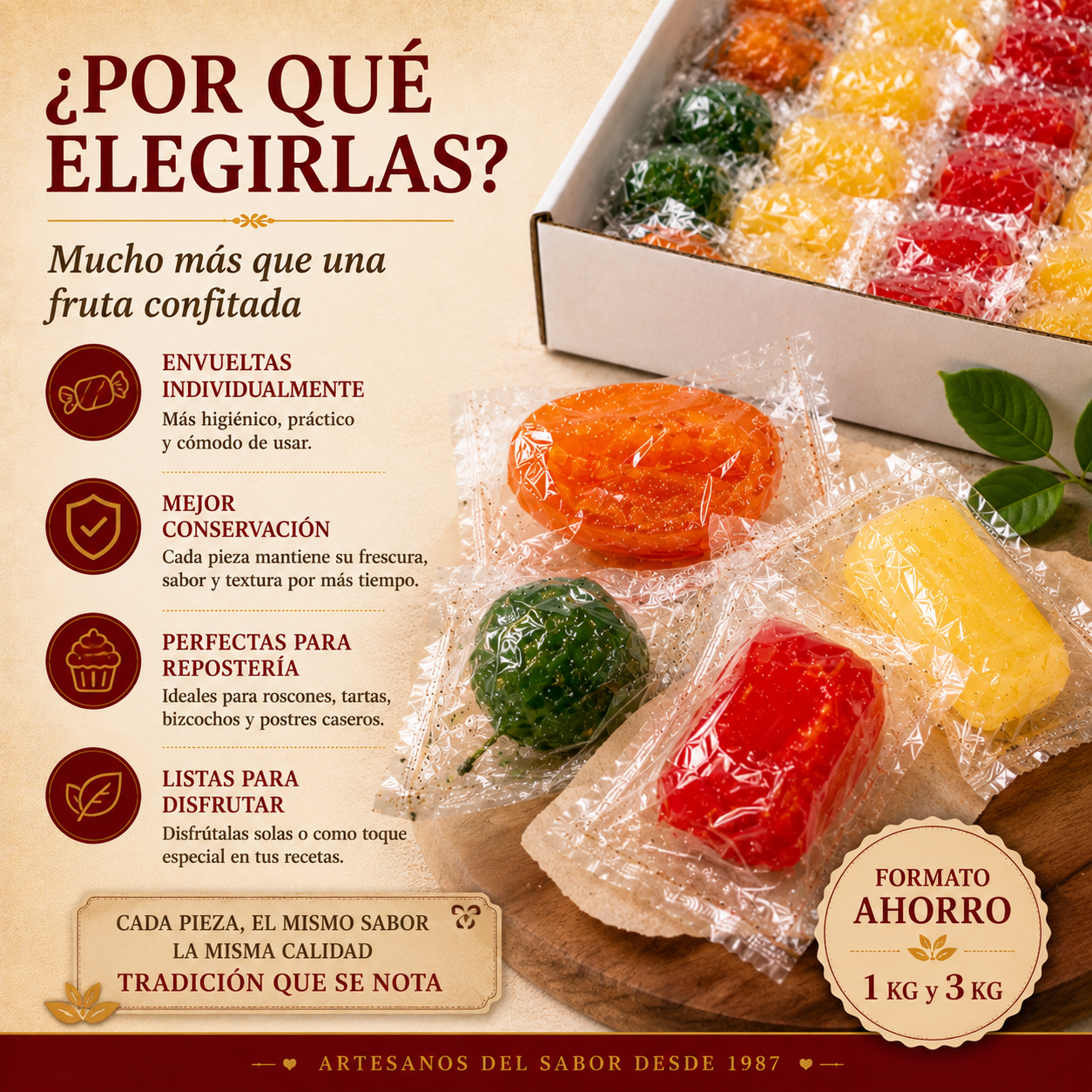 Frutas Confitadas Surtidas LaPasion | Confitería Tradicional para Repostería - Imagen 6