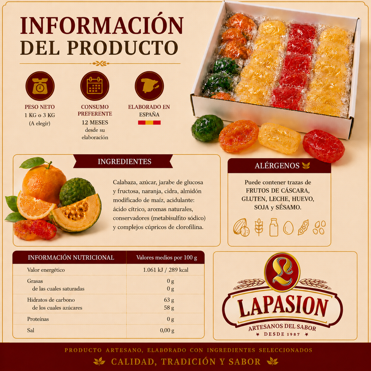 Frutas Confitadas Surtidas LaPasion | Confitería Tradicional para Repostería - Imagen 8