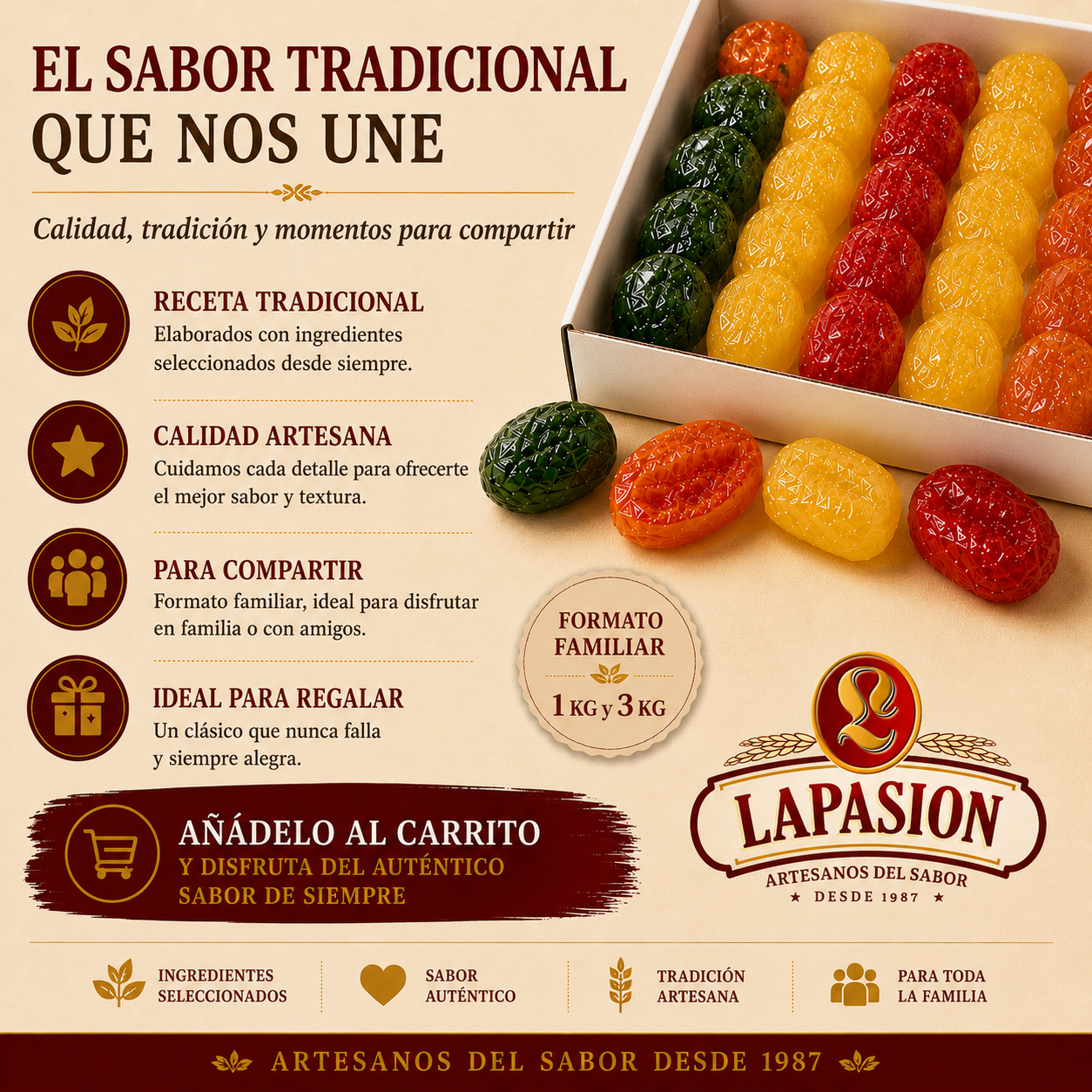 Frutas Confitadas Surtidas LaPasion | Confitería Tradicional para Repostería - Imagen 9