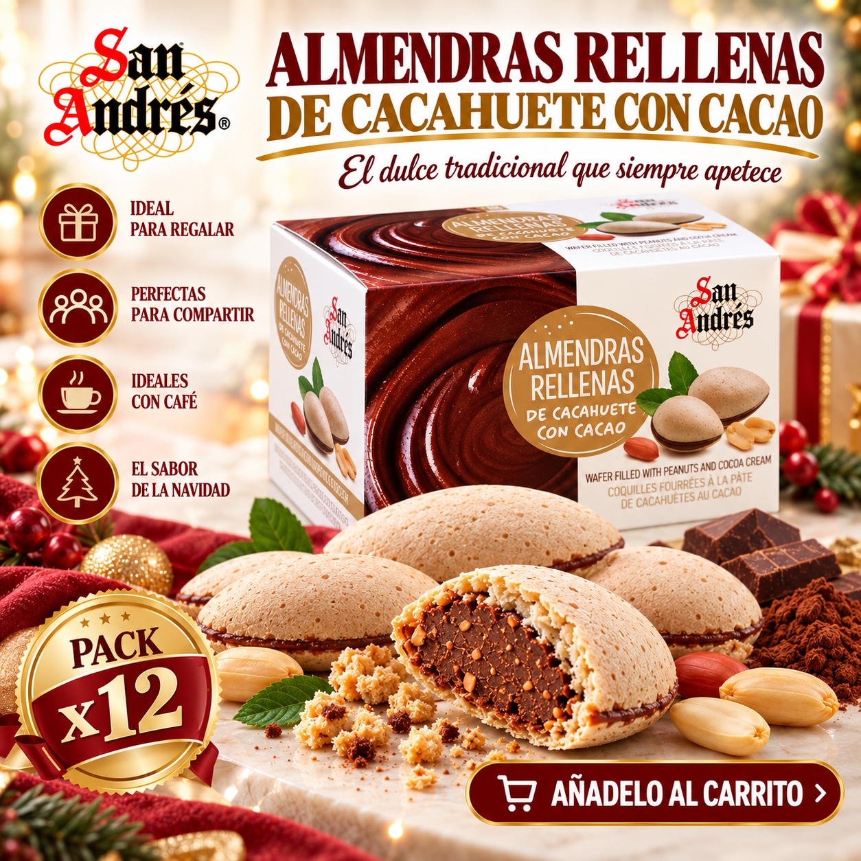Almendras Rellenas de Cacahuete con Cacao San Andrés 150 g - Imagen 8