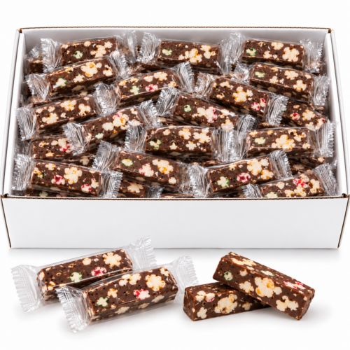 Porciones de Turrón Chocolate con Palomitas de Colores