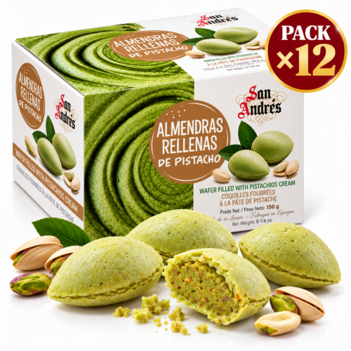 Almendras Rellenas de Pistacho San Andrés 150 g | Oblea Crujiente con Crema de Pistacho
