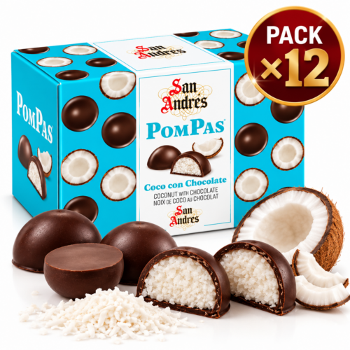 PomPas de Coco con Chocolate San Andrés  150 g | Pack 12 unidades